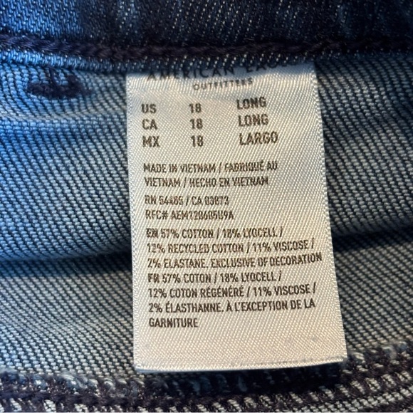 American Eagle Super High Rise Baggy Wide Leg Jeans Sz 18 Long - Picture 6 of 7